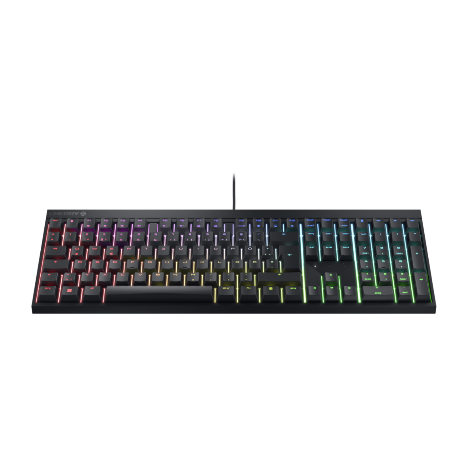 Cherry MX 2.0S Teclado para jogos com fio com iluminação RGB diferentes características de