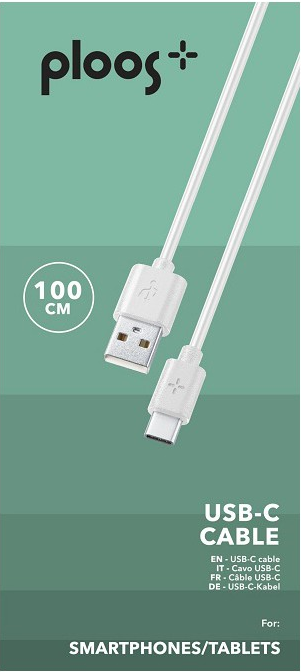 PLOOS PLCABTYC1MW - câble USB type C (Blanc)