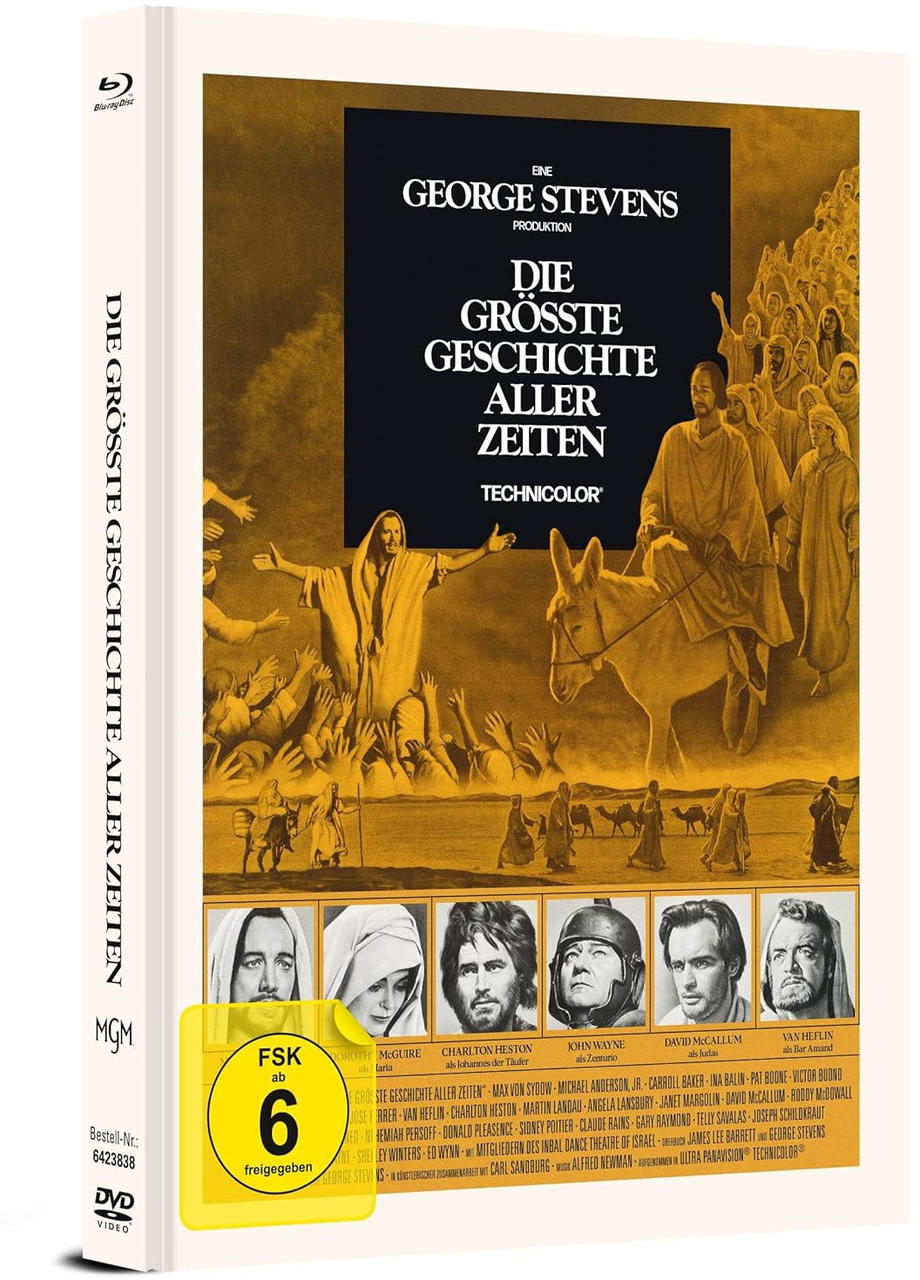 Filmcover: Die größte Geschichte aller Zeiten, mit biblischen Figuren und Gesichtern von Schauspielern.