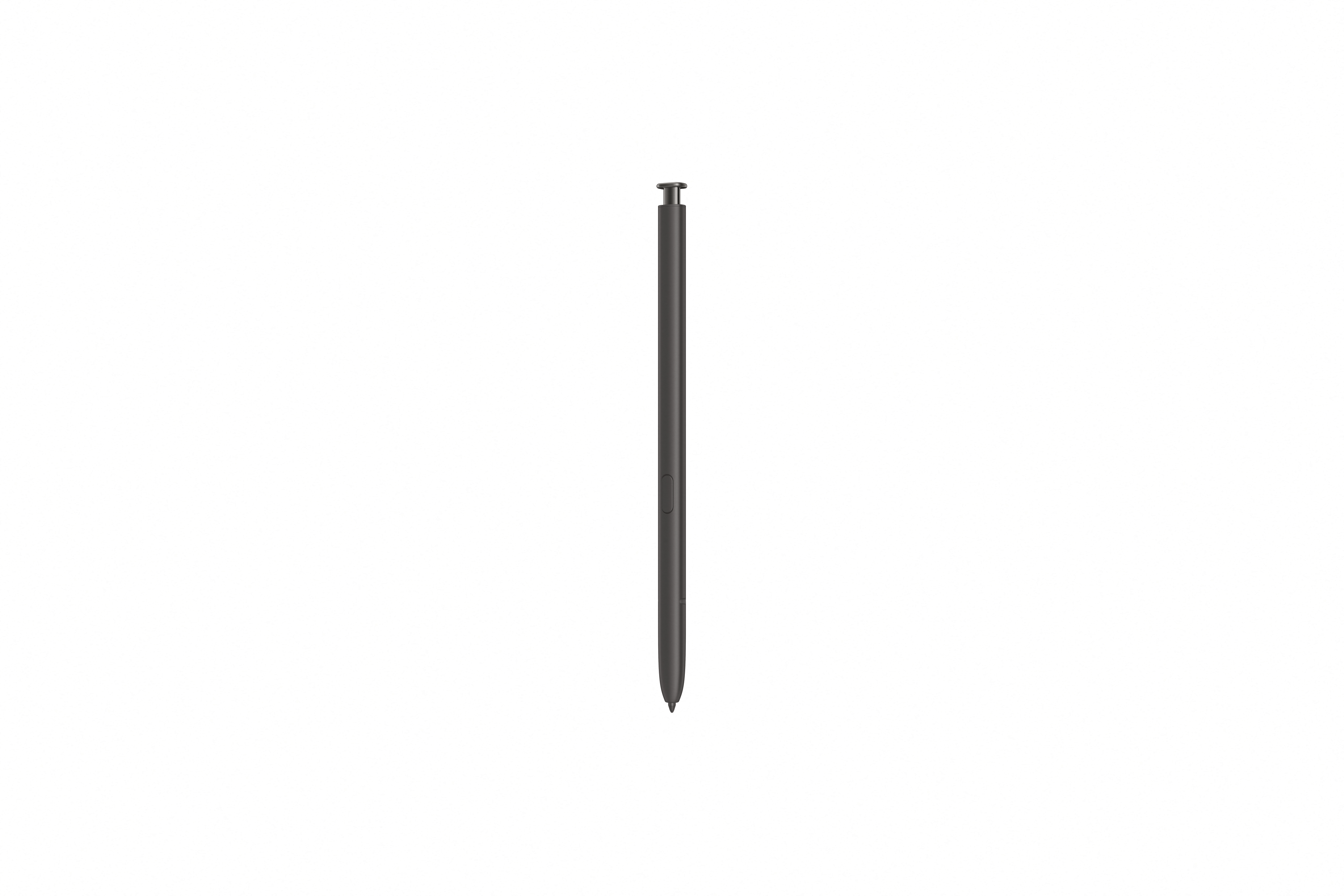 Dunkler Eingabestift. Schwarze Farbe, schlichtes Design. Weißer Hintergrund.