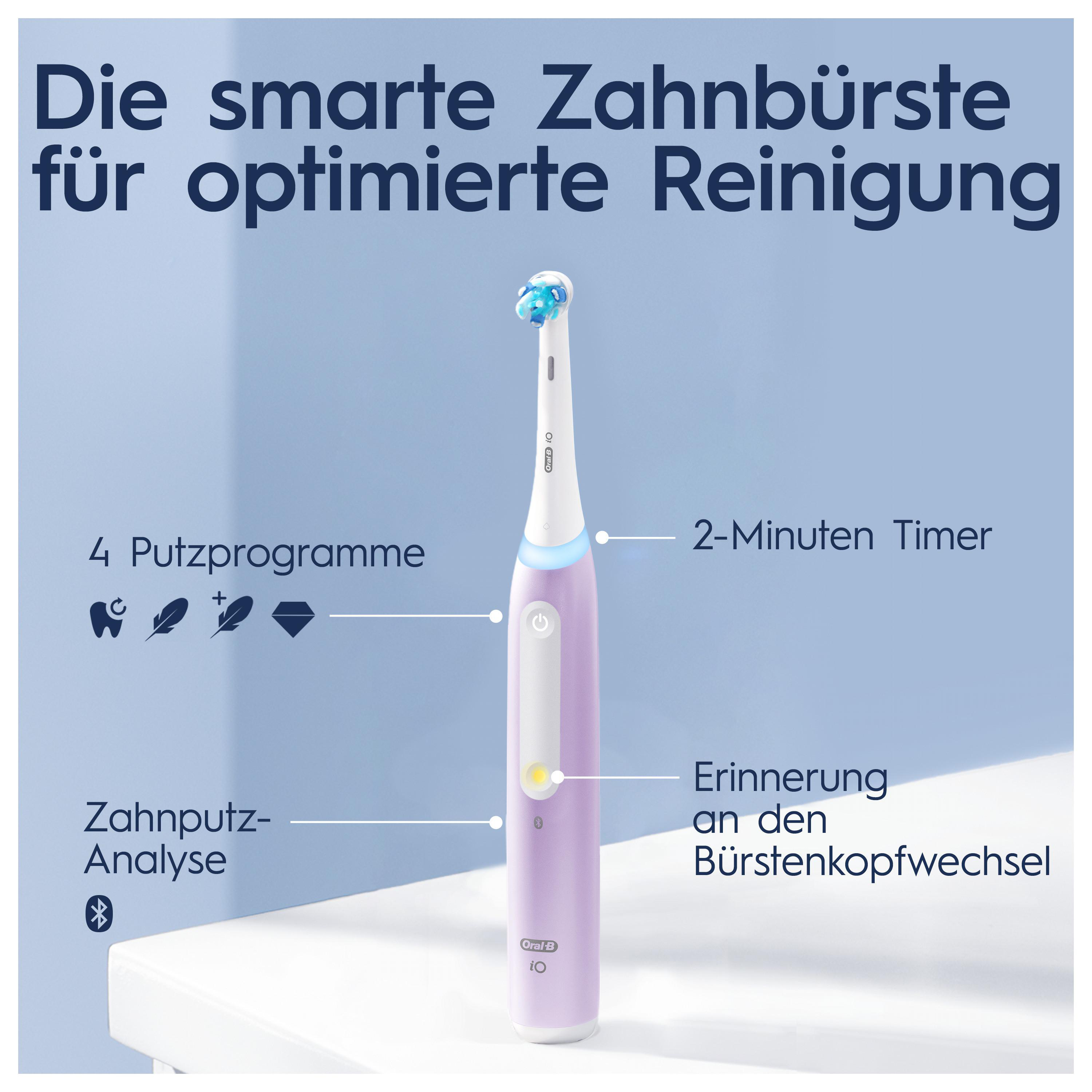 Elektrische Zahnbürste mit deutschem Text. Zeigt Bürste, Symbole und Funktionen auf Tisch.