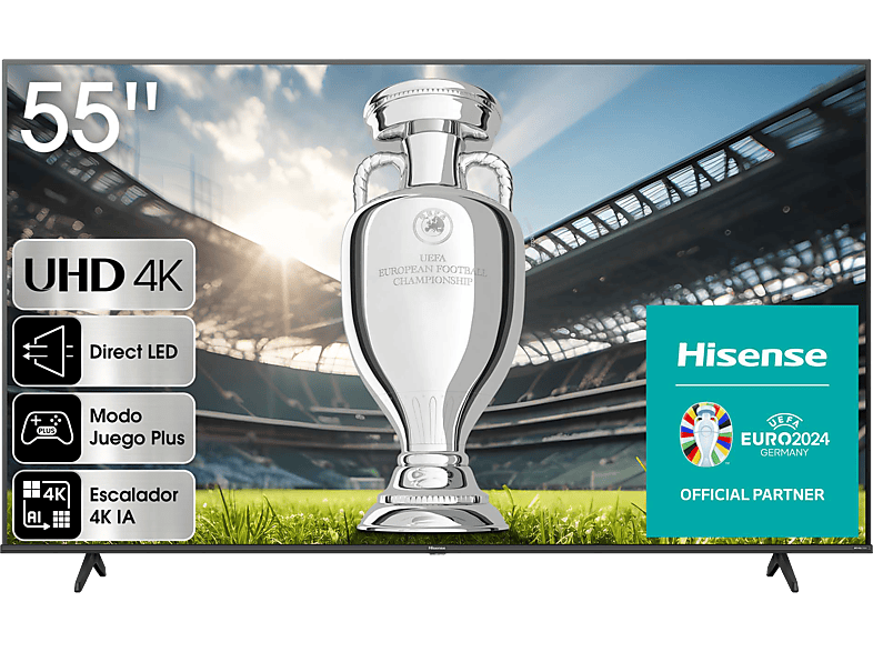 TV 55 Hisense 55A6K - 4K, Smart TV VIDAA, HDR10+, Dolby Vision, DTS:X,  Modo Juego/Deportes