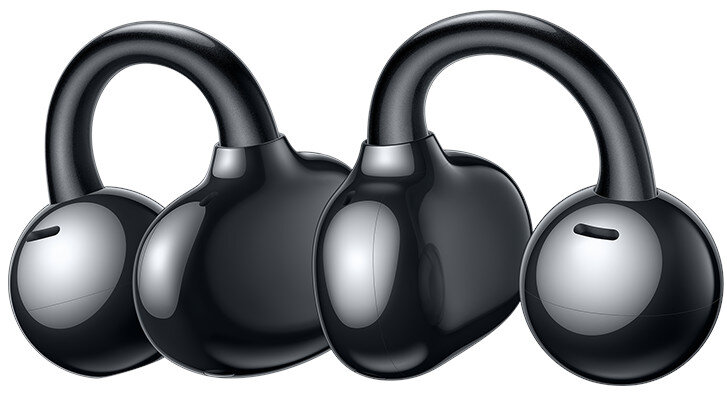 Czarne słuchawki bezprzewodowe z konstrukcją na szyję.