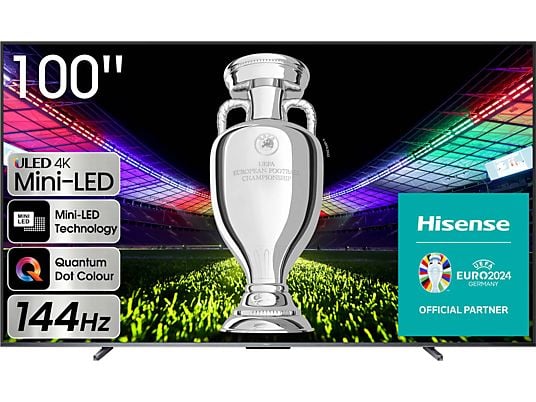 TV Mini LED 100" - Hisense 100U7KQ, UHD 4K, Quantum Dot Colour, Modo Juego de 144Hz, Dolby Vision IQ & Dolby Atmos, Negro