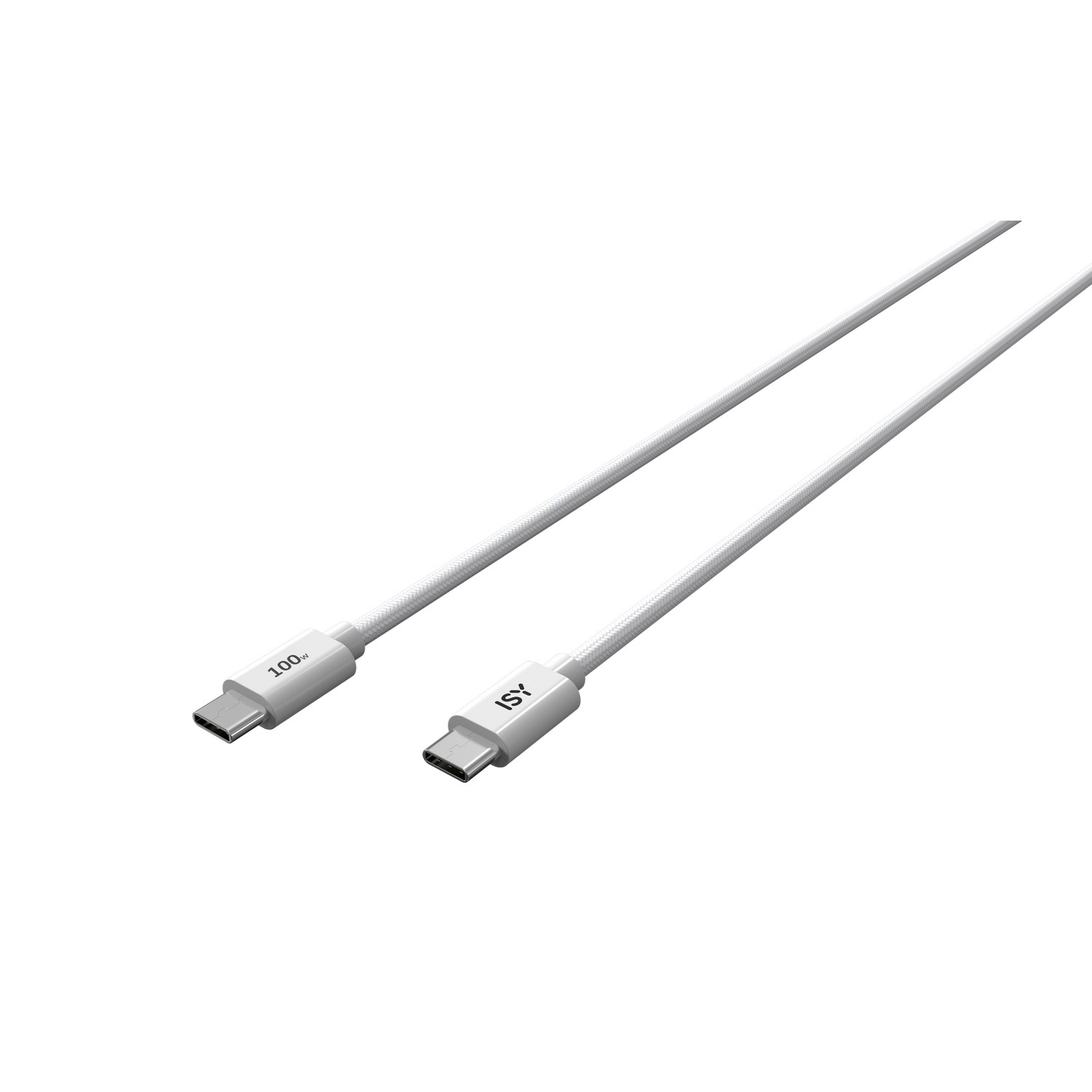 Deux câbles USB-C blancs sont présentés. Ils sont droits et ont un connecteur à chaque extrémité.