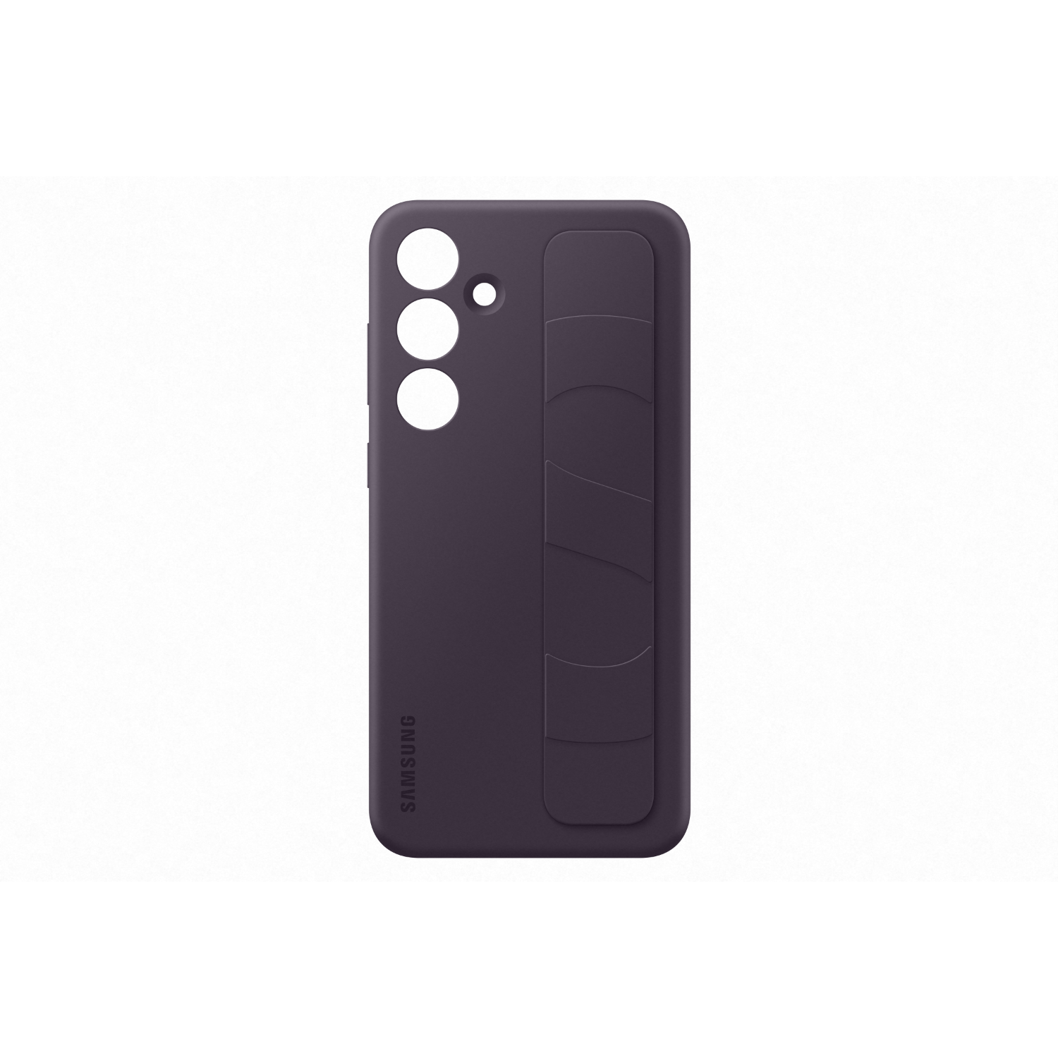 Purple phone case with a grip design. Samsung logo is visible on the case.
