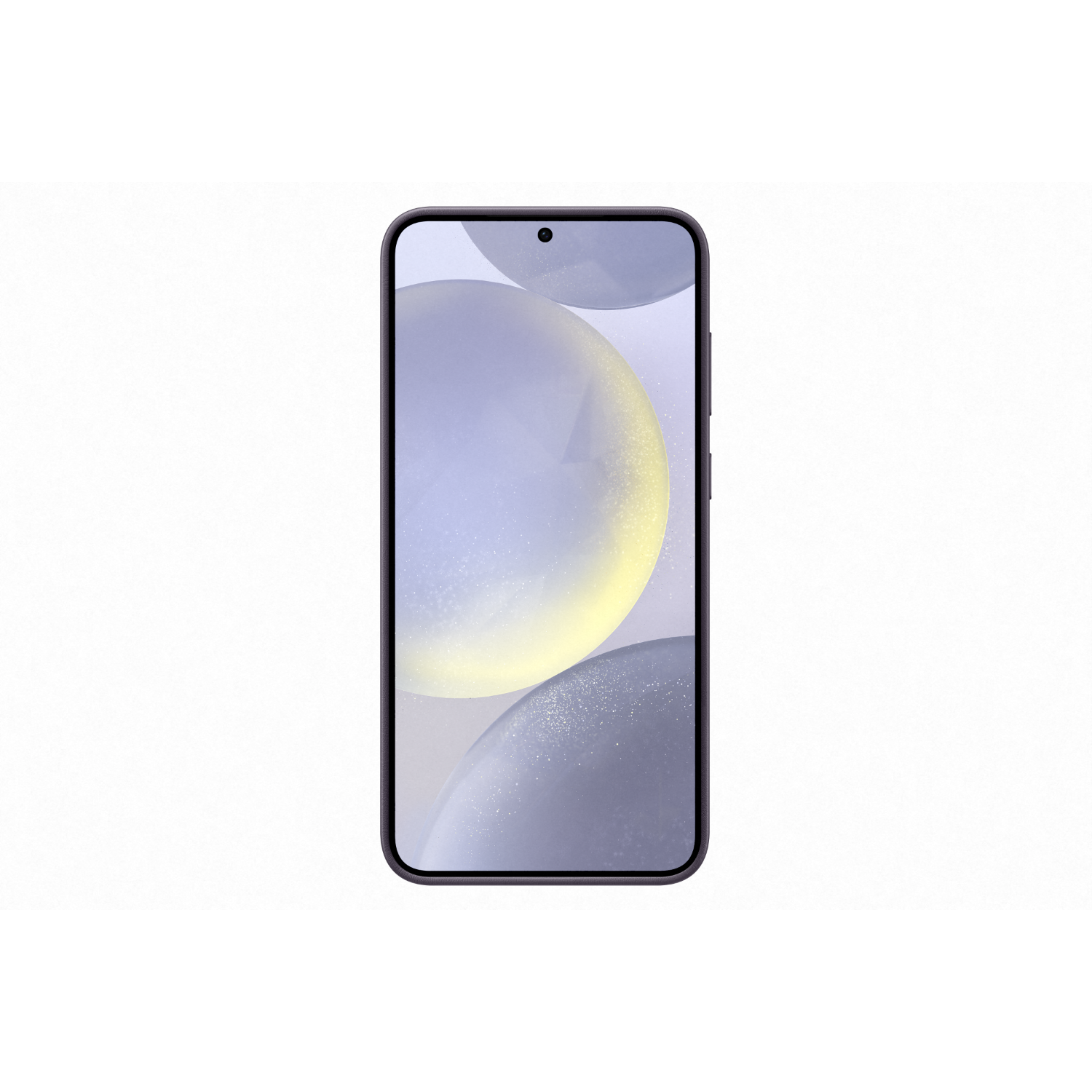 Een zwarte smartphone met een scherm dat een kleurrijke achtergrond toont.