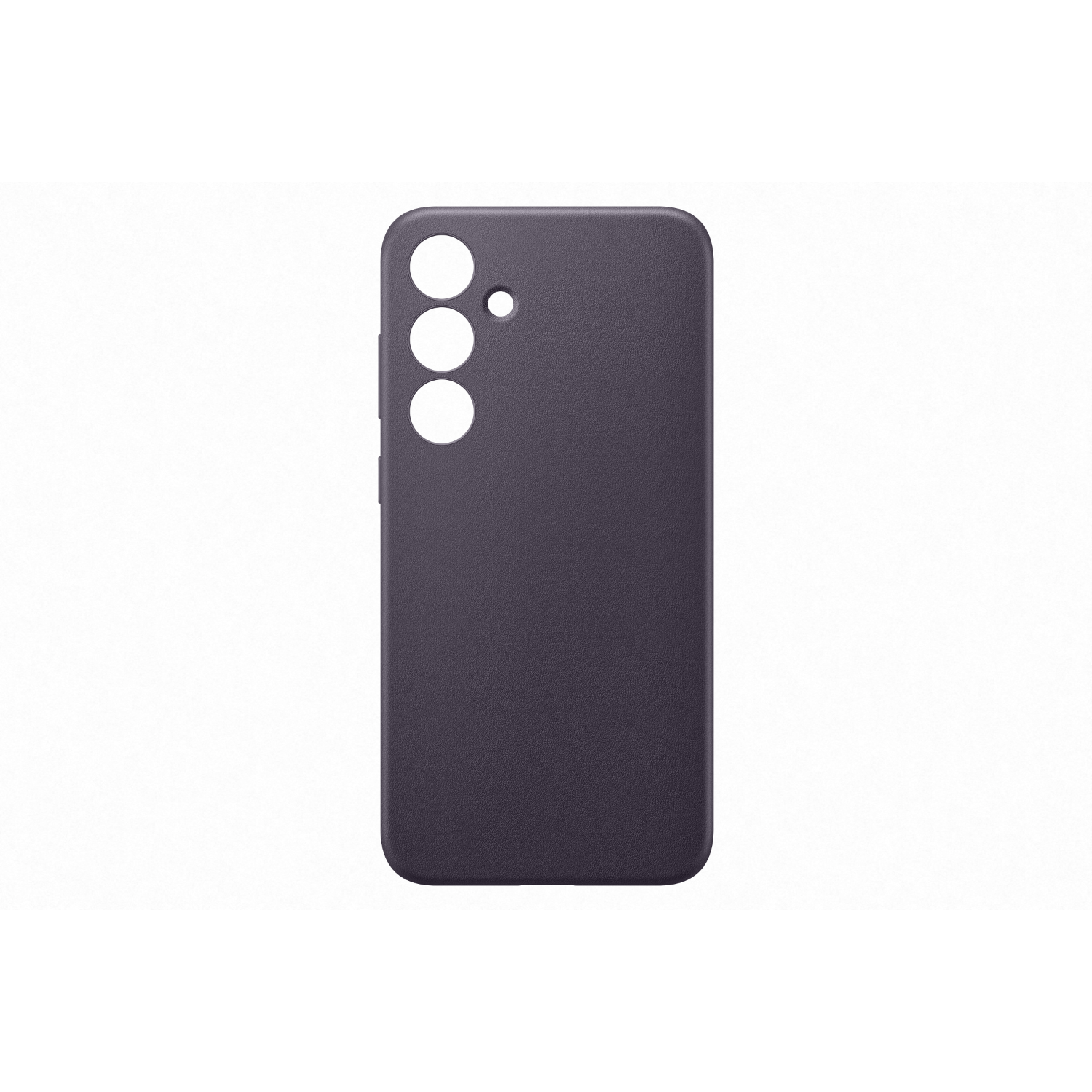 Donkergrijze telefoonhoes met gaten voor camera en knoppen.