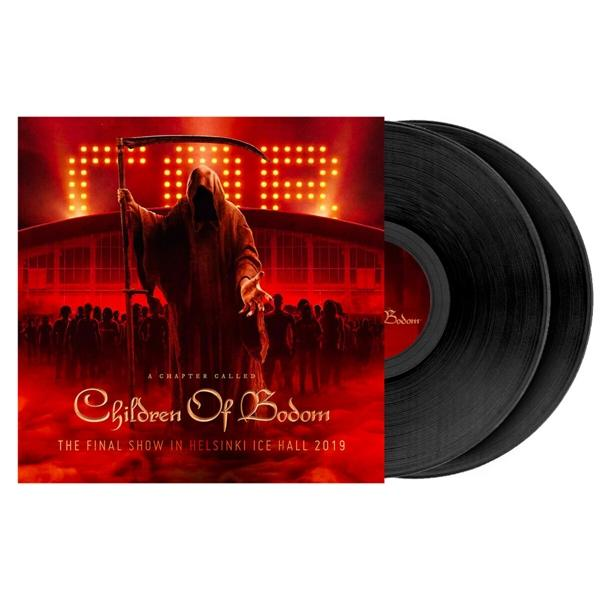Két fekete bakelit lemez egy zenekar album borítójával és egy kasással.