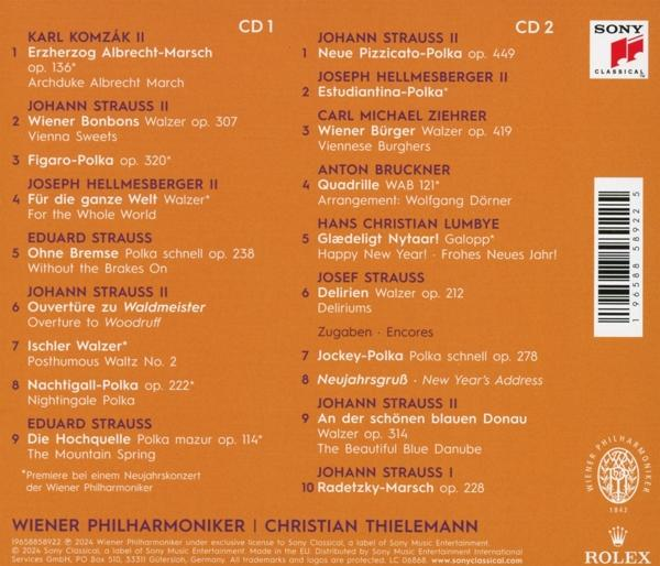 Rückseite einer CD-Hülle mit Titellisten auf Deutsch, mit klassischer Musik.