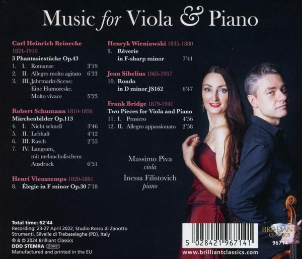 Albumcover: Musik für Viola & Klavier mit zwei Musikern und Werkliste.