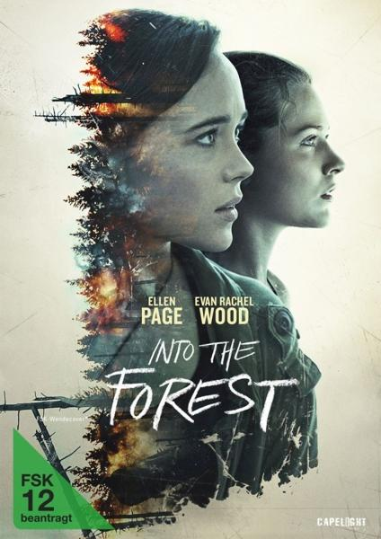 Filmposter mit zwei Frauen, Wald und dem Titel 'Into the Forest'.
