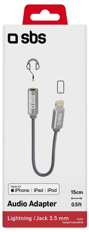 Eine Audioadapter-Box mit Kopfhörern, einem Telefonsymbol und Adapter.