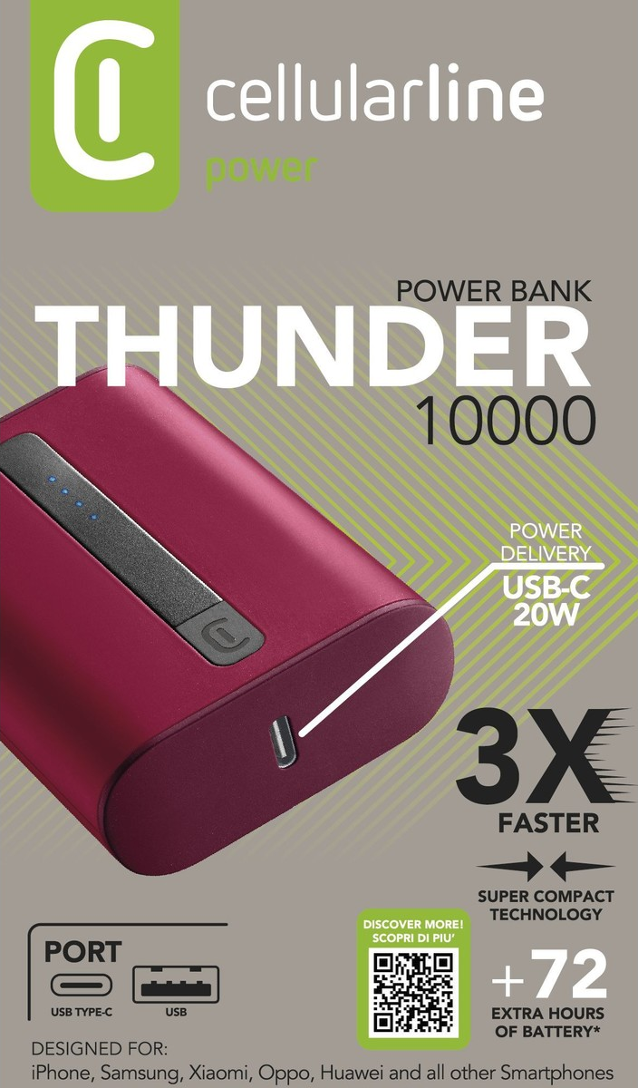 CELLULAR LINE THUNDER 10000 - Powerbank (Rot)