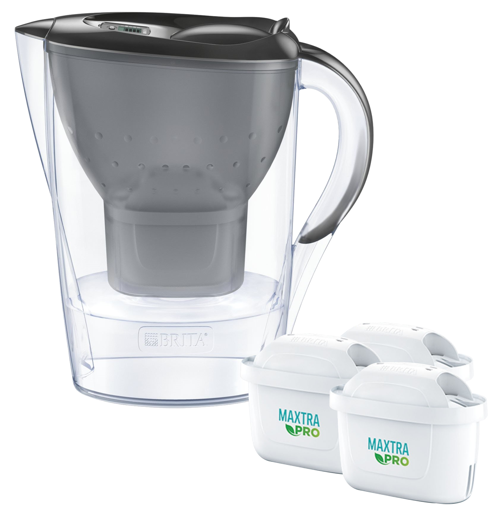 BRITA Marella Cool vízszűrő kancsó kezdőcsomag, 2.4 l, 3 db Maxtra PRO filterrel, szürke (BR1052796)