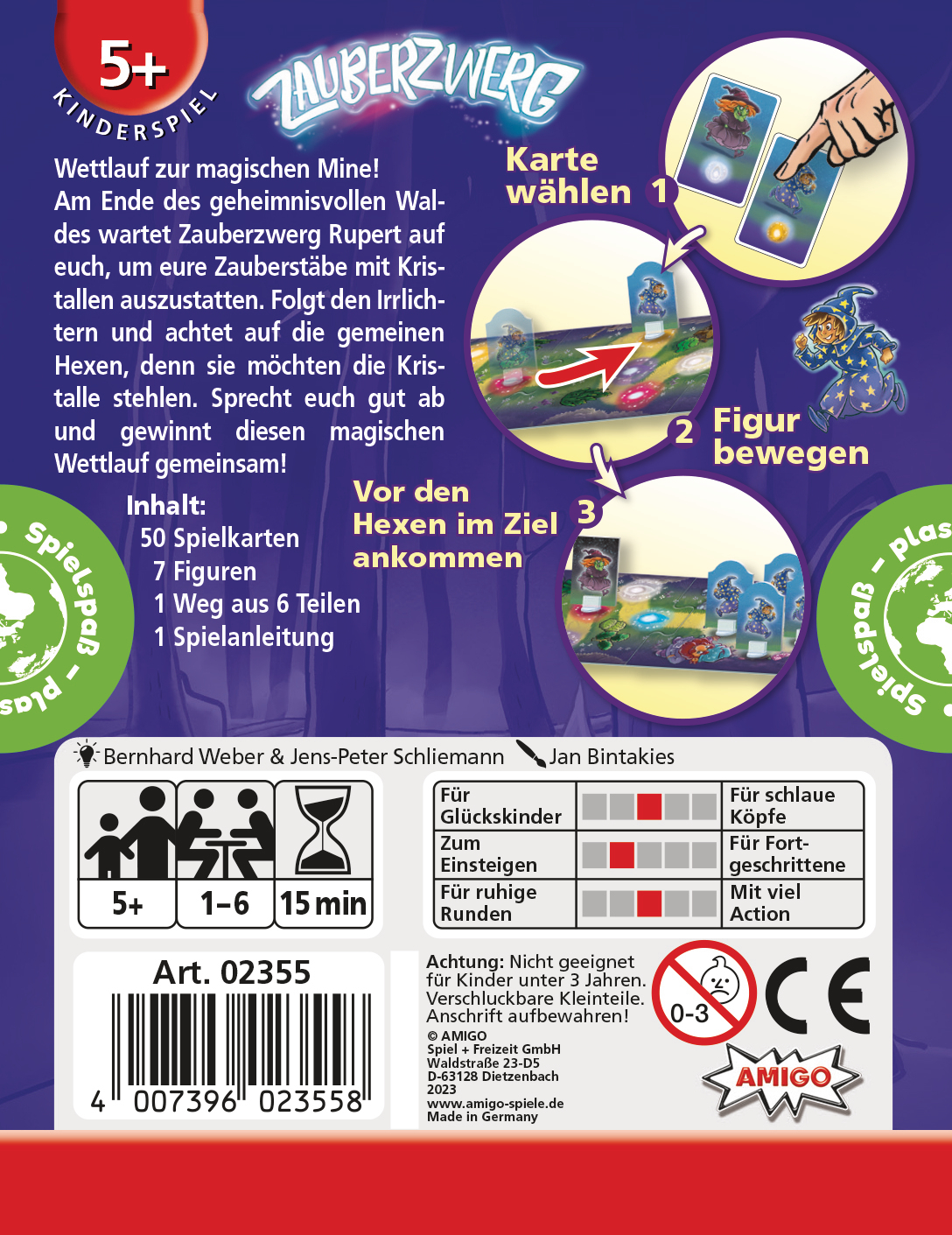 Rückseite einer Spielbox mit Spieldetails und Anweisungen.