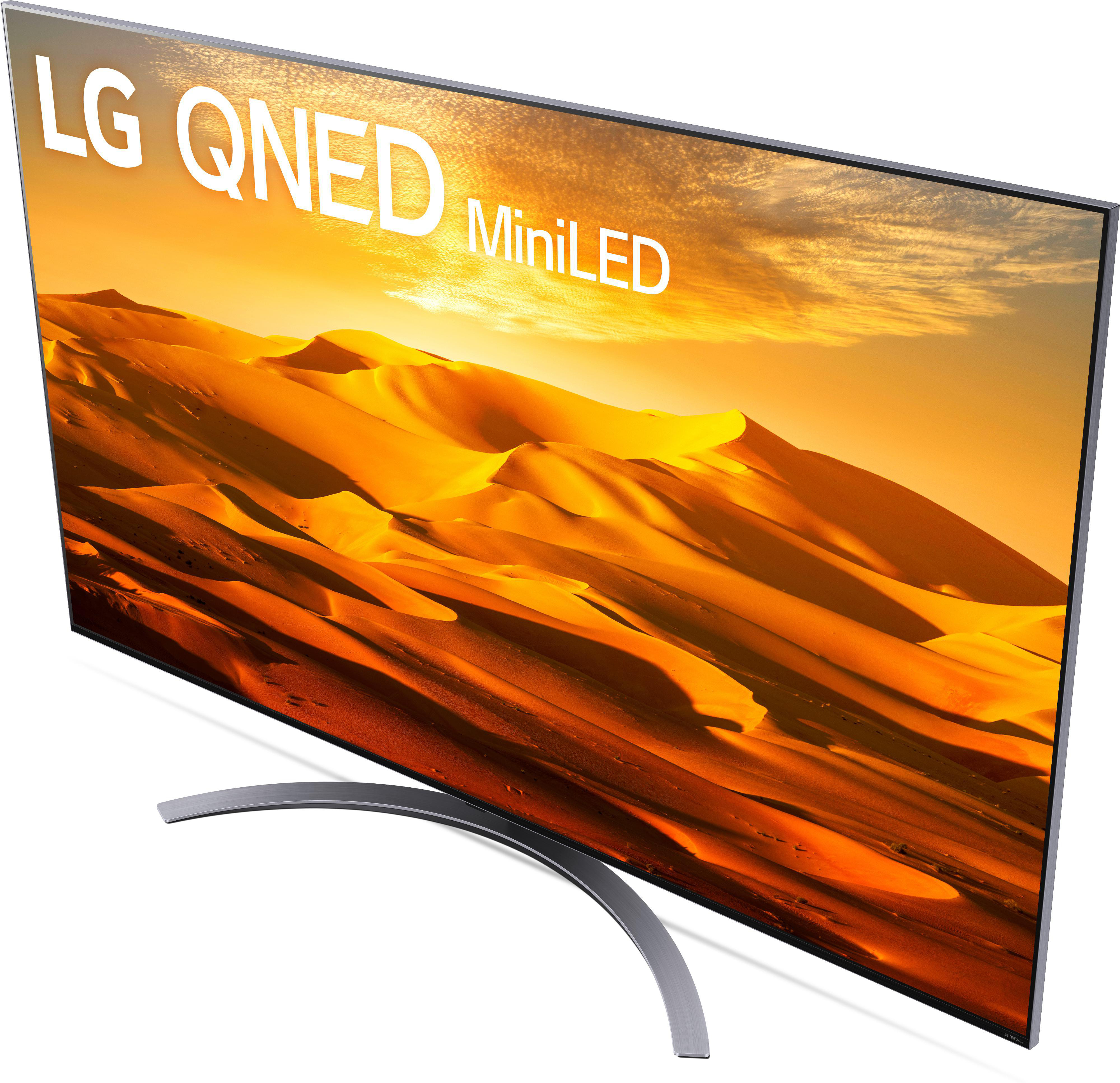 Fernseher mit Wüstenlandschaft und den Worten LG QNED MiniLED.