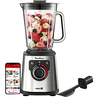 Batidora de vaso - Moulinex PerfectMix+ LM871D, 1200 W, 2 L, 6 Cuchillas, Velocidad Regulable, Tecnología Powelix, 3 Programas, Táctil, Acero Inox.