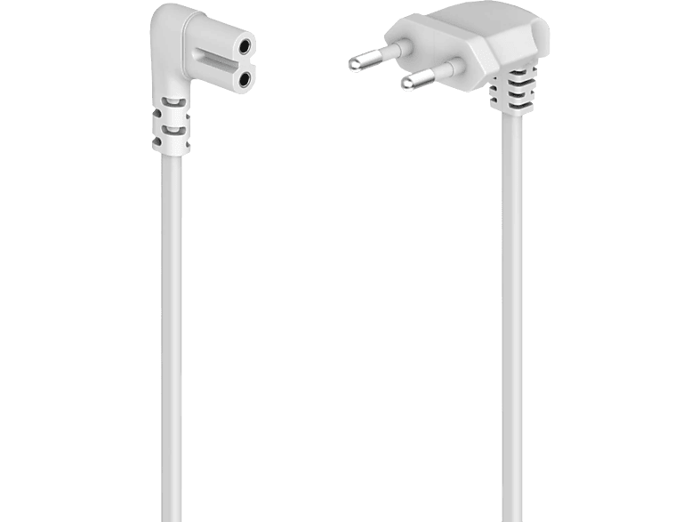 HAMA Power Cable Euro gewinkelt 8/C7 3M - Netzkabel (Weiss)