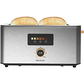 Tostadora - Cecotec Touch&Toast Extra Double, 1500 W, 2 ranuras, 4 rebanadas, 7 niveles, Pantalla táctil, Inox