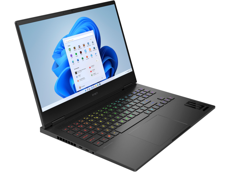 Renkli klavyeli siyah dizüstü bilgisayar, ekranda Windows 11 arayüzü.