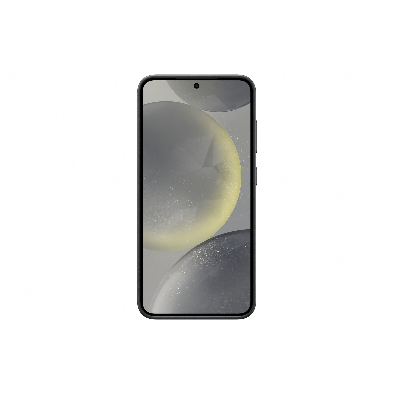 Smartphone avec écran affichant un design abstrait, vue de face. Isolé sur fond blanc.