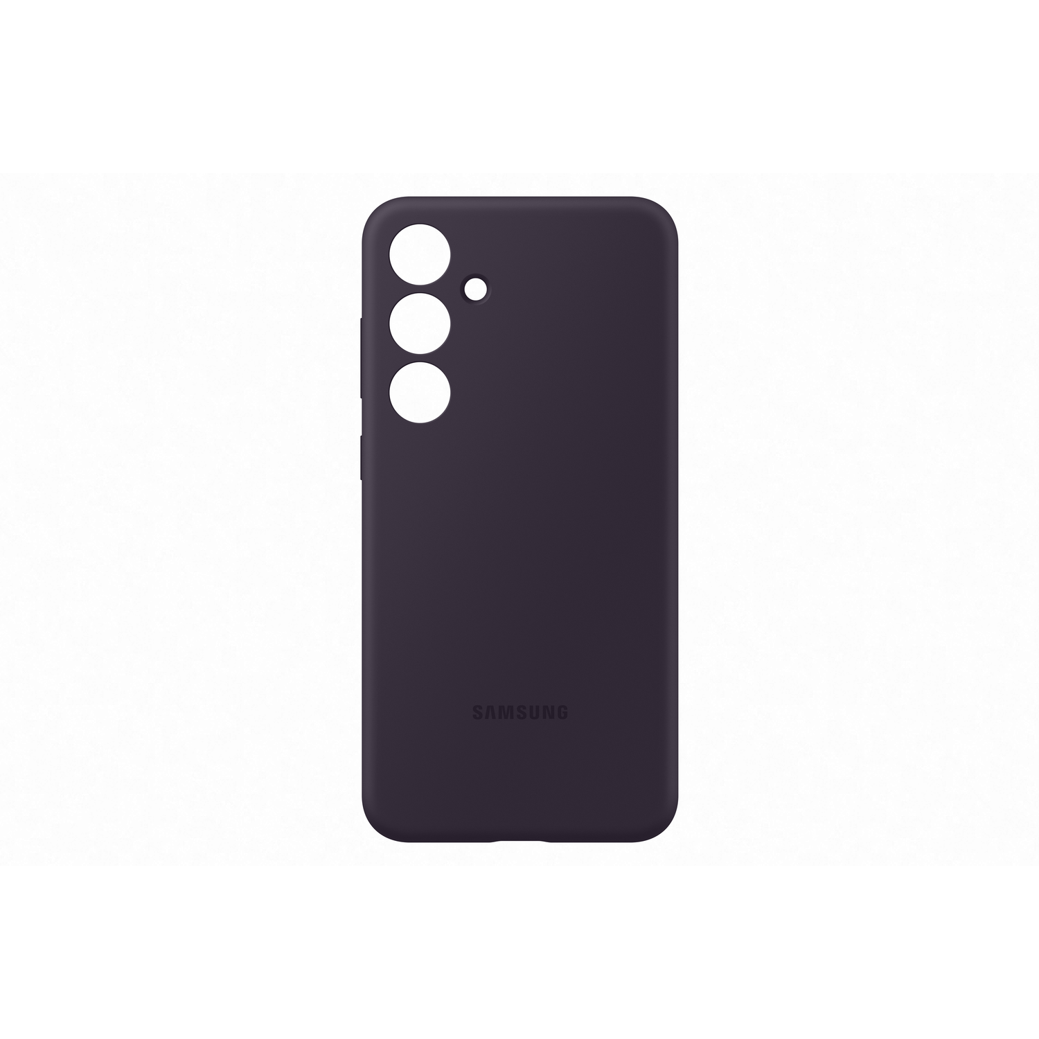 Donkerpaarse telefoonhoes met drie camera-uitsparingen en het Samsung logo.
