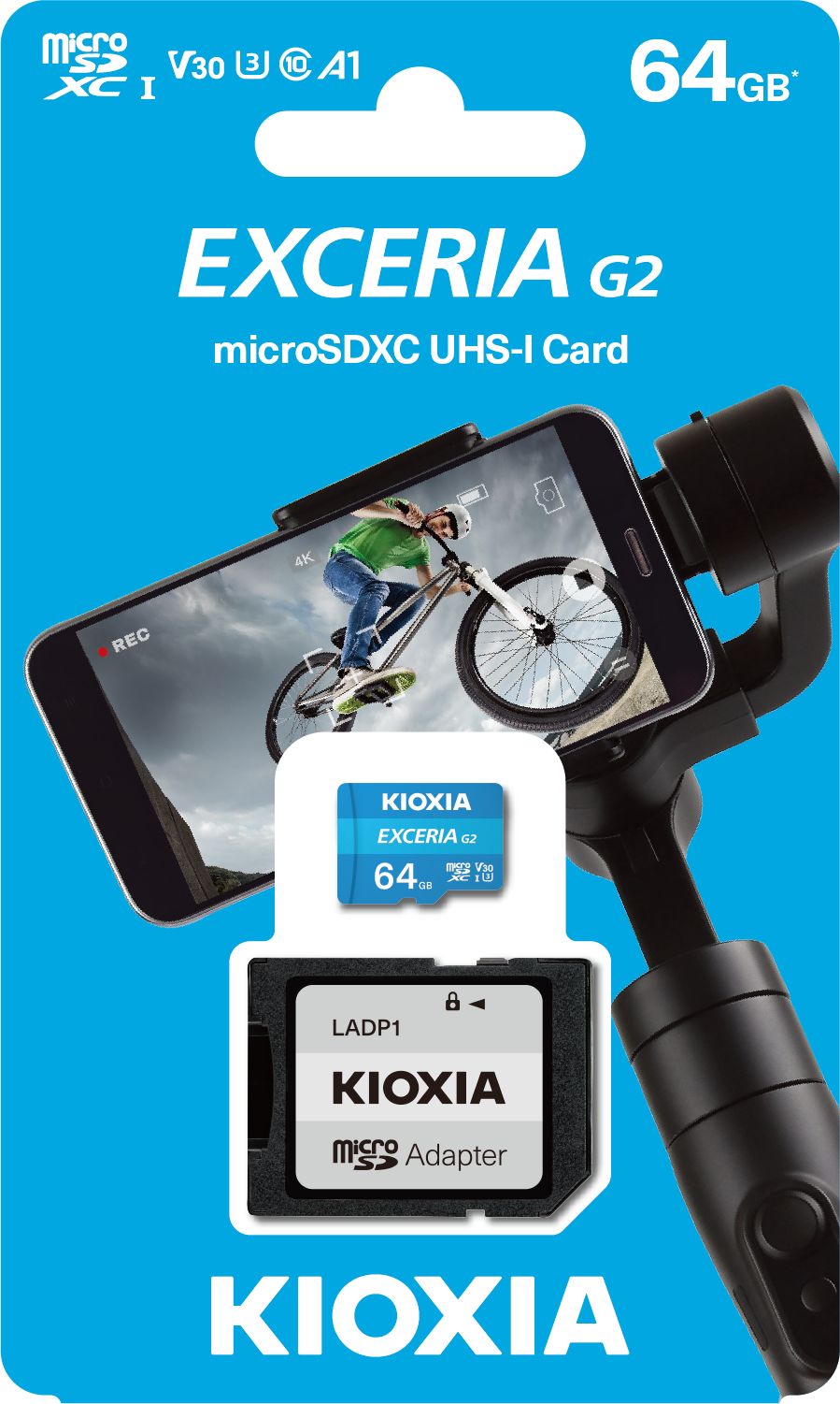 KIOXIA 64GB Exceria G2 Micro SDXC U1 V30 4K 100/50 MicroSD Kart Mavi