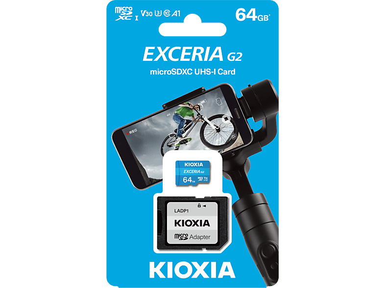 KIOXIA 64GB Exceria G2 Micro SDXC U1 V30 4K 100/50 MicroSD Kart