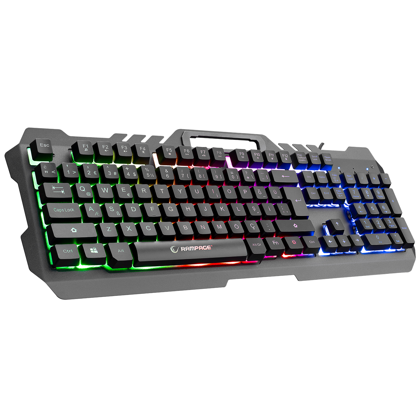 RAMPAGE KB-R57 X-Jammer Gökkuşağı Aydınlatmalı USB Tam Türkçe Gaming Oyuncu Klavyesi Siyah