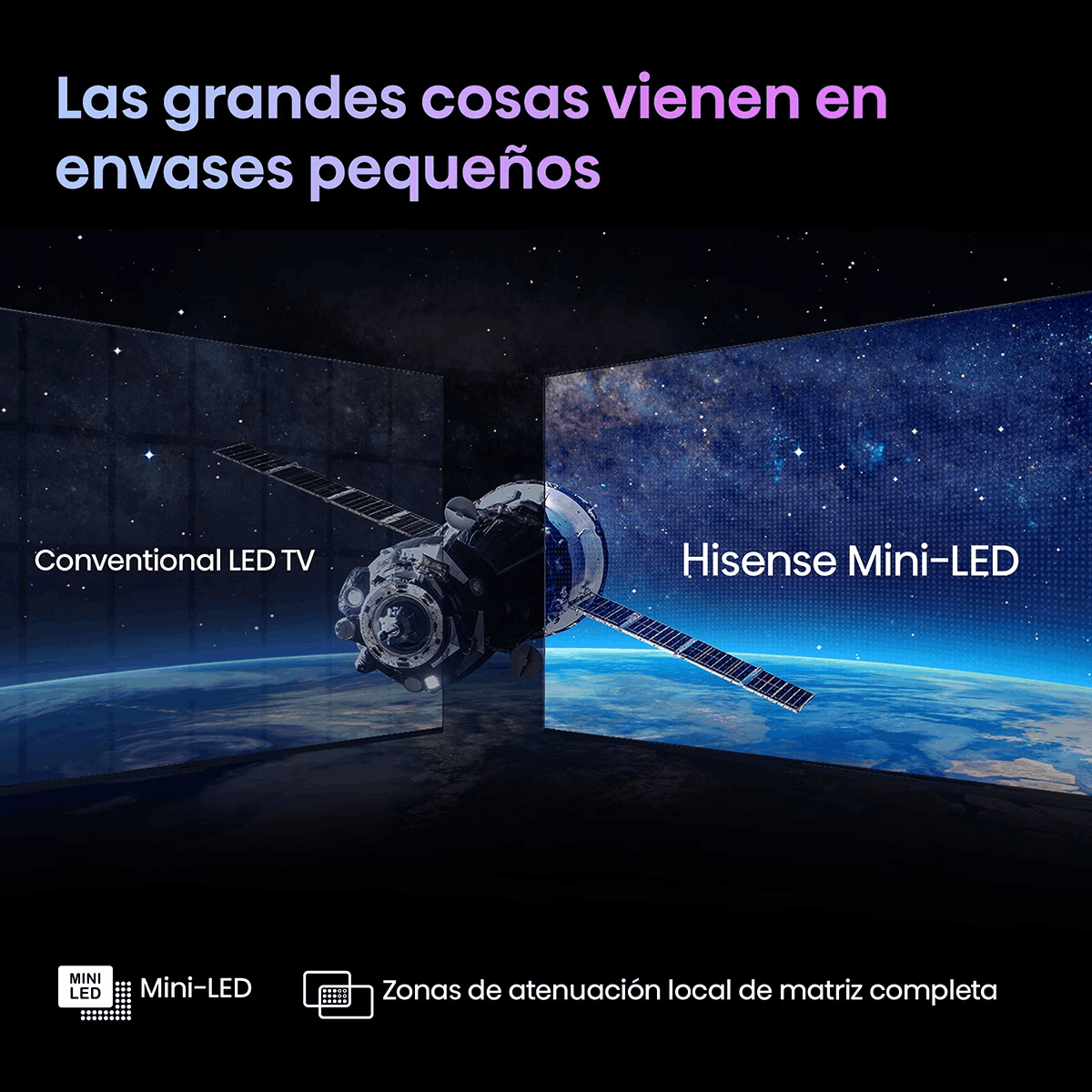 TV Mini LED 85" - Hisense 85U7KQ, UHD 4K, Quantum Dot Colour, Modo Juego 144Hz, Dolby Vision IQ & Dolby Atmos, Negro