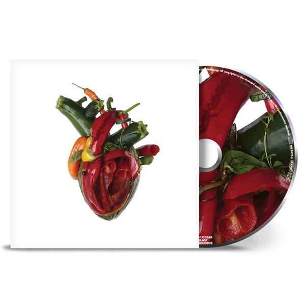 CD-Cover mit einem aus Gemüse geformten Herzen und einer CD rechts. Weißer Hintergrund.