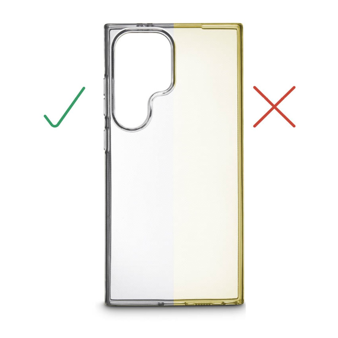 Transparente Handyhülle auf weißem Hintergrund.