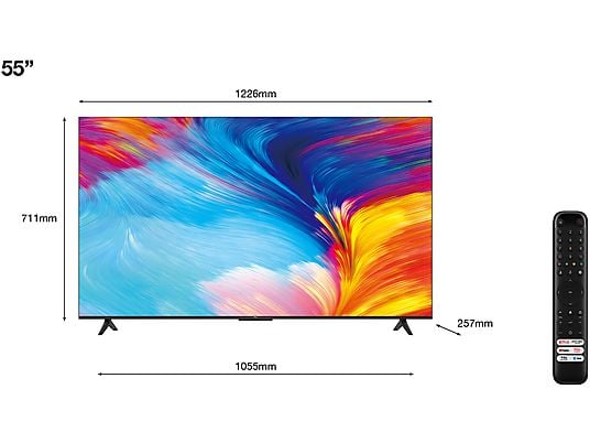 TV LED 55" - TCL 55P635, LCD, 4K HDR TV, Google TV, Control por voz, Smart TV, Dolby Audio, HDR10, Negro