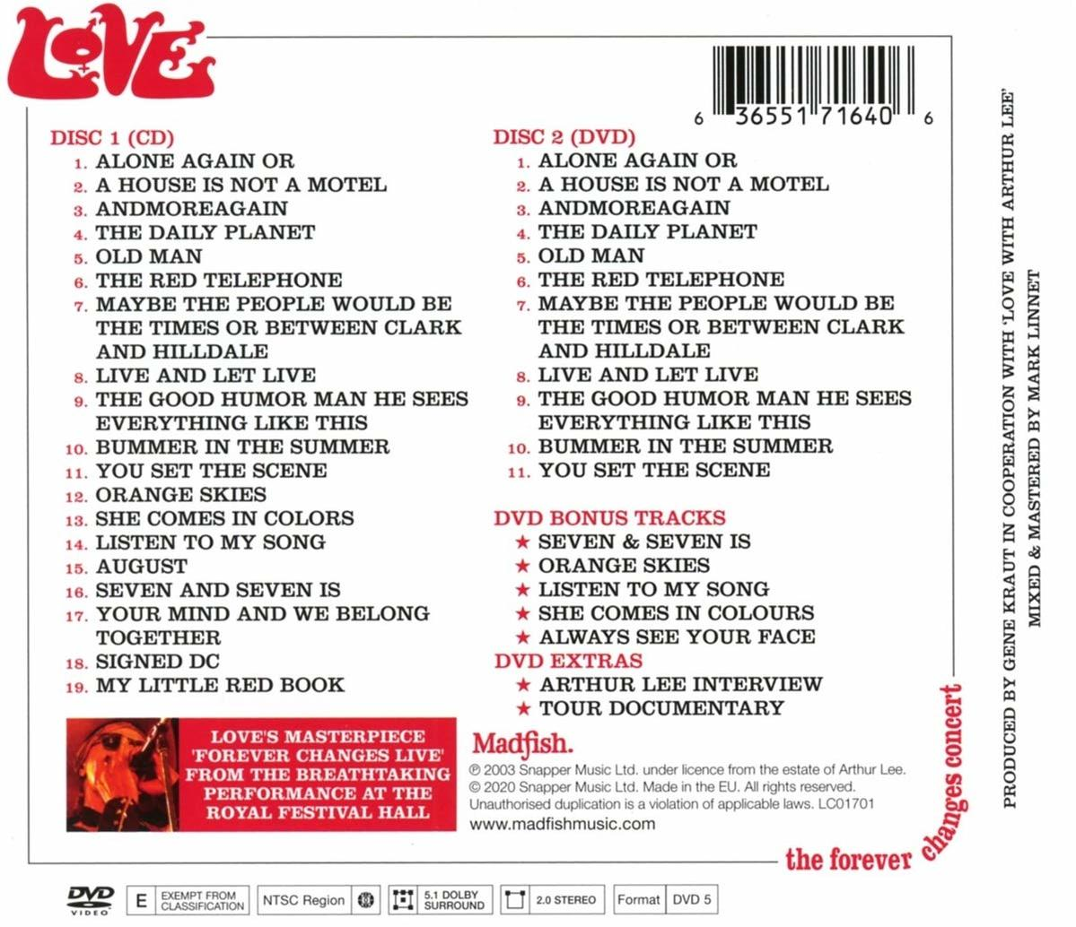 Ein CD-Albumcover der Band Love, mit einem rot-weißen Design.