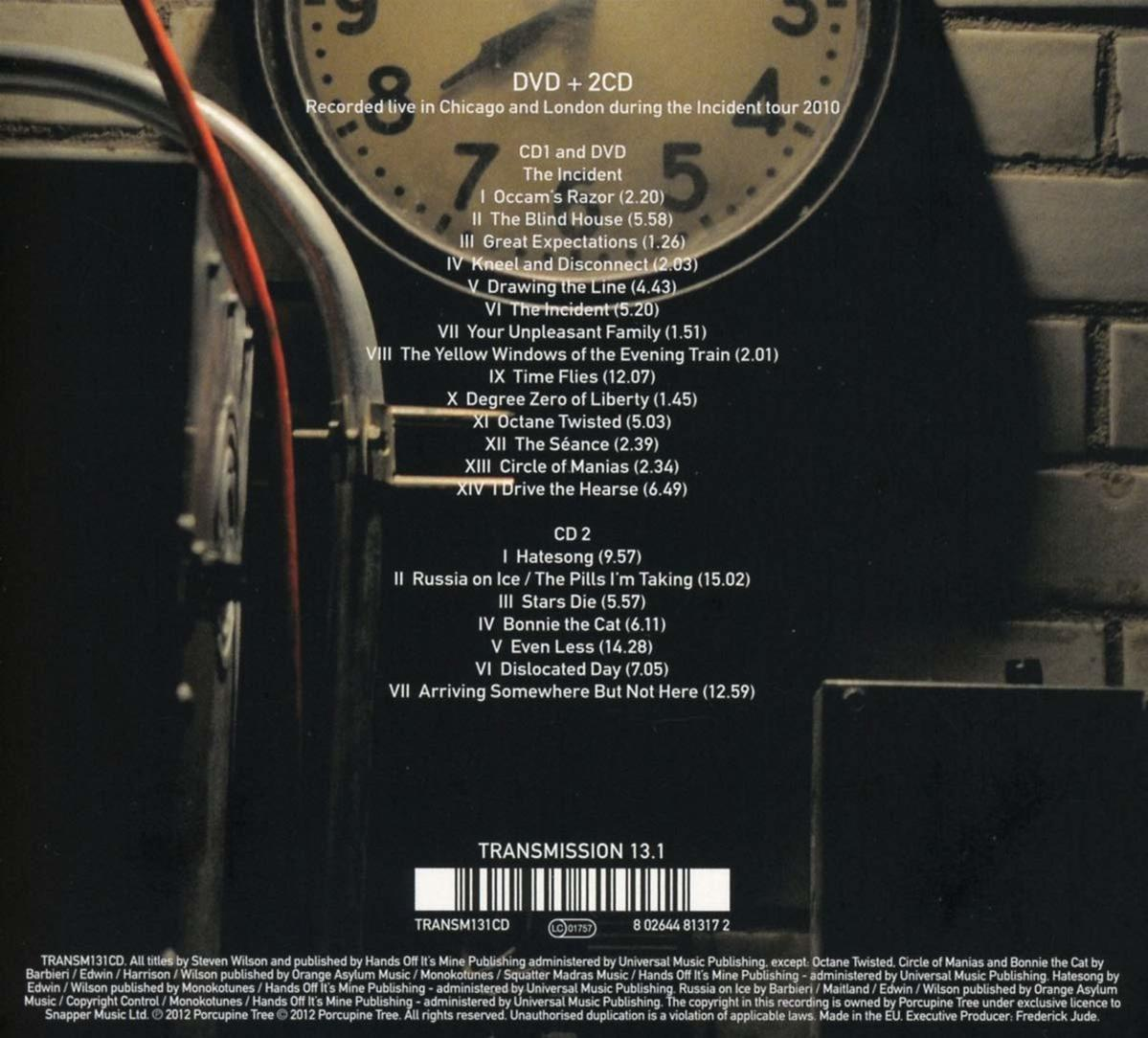 Albumcover mit Uhr, Text und Titelliste der DVD+2CD-Set, live in Chicago aufgenommen.
