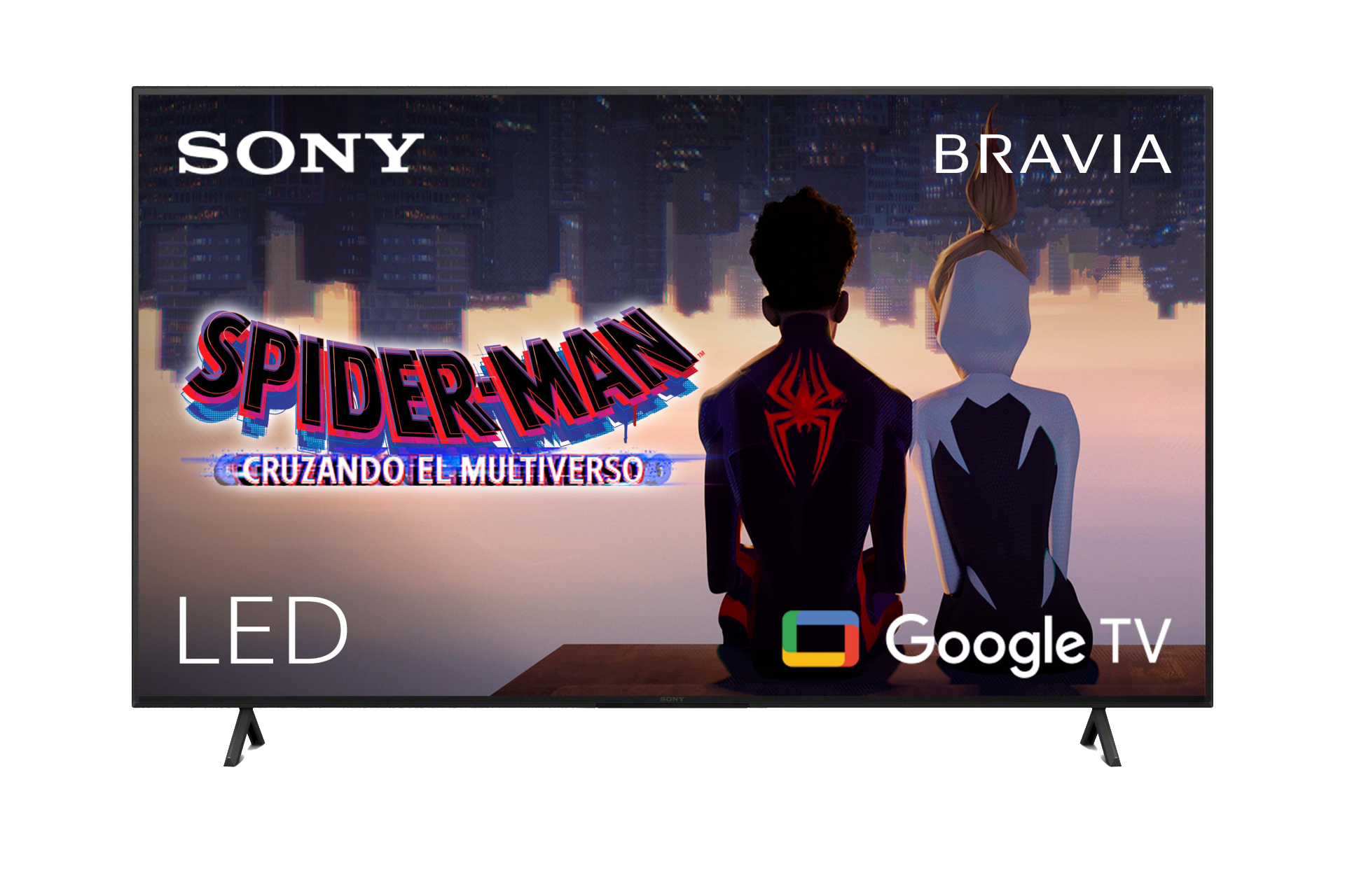 Un televisor Sony Bravia que muestra un póster de la película Spider-Man.