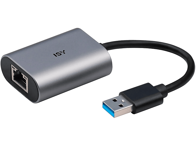 ISY IAD-1010-A USB3.0 Gigabites LAN adapter, USB-A, RJ-45, szürke (2V225512)