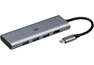 ISY IAD-1016-1 USB 3.0 Type-C Multiport adapter, 1x 4K HDMI, 3xUSB-A, 1xUSB-C, max 100W PD (2V225514)