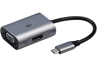 ISY IAD-1017-1 USB 3.1 Type-C Multiport adapter, 1x 4K HDMI 2.0, 1x VGA (2V225515), szürke