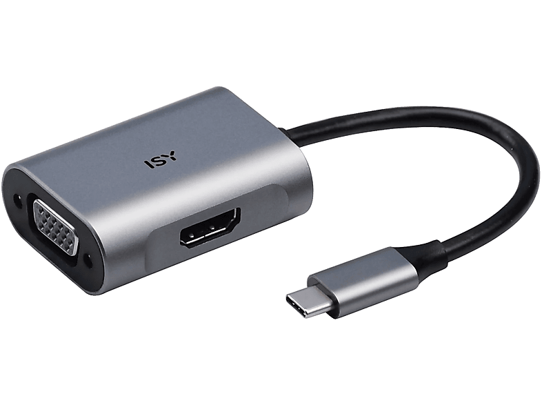 ISY IAD-1017-1 USB 3.1 Type-C Multiport adapter, 1x 4K HDMI 2.0, VGA (2V225515), szürke