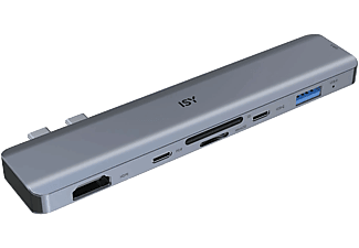 ISY IAD-1021-1 Dual USB-C 3.1Multiport Adapter MacBook Pro notebookhoz, 2x USB-A, 1x HDMI, CR (2V225516), szürke
