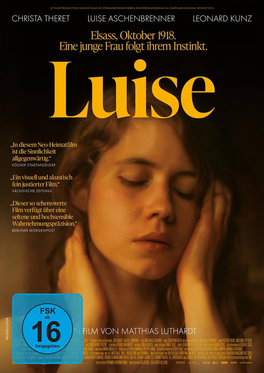 Filmposter für 'Luise'. Ein Frauengesicht in der Mitte, gelber Text oben.