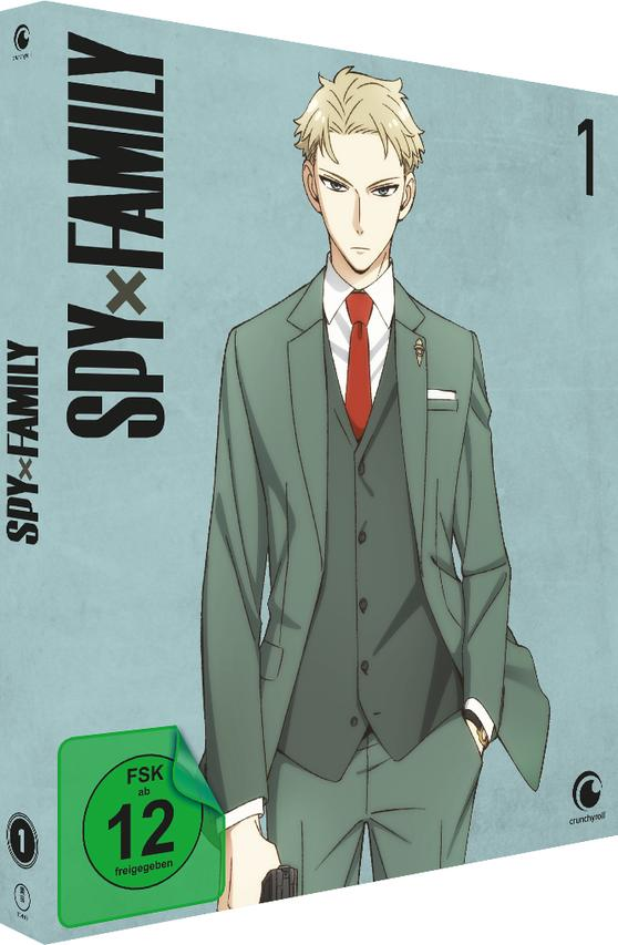 Ein Anime-Box-Set mit einem Mann im Anzug, mit dem Text: SPY x FAMILY.