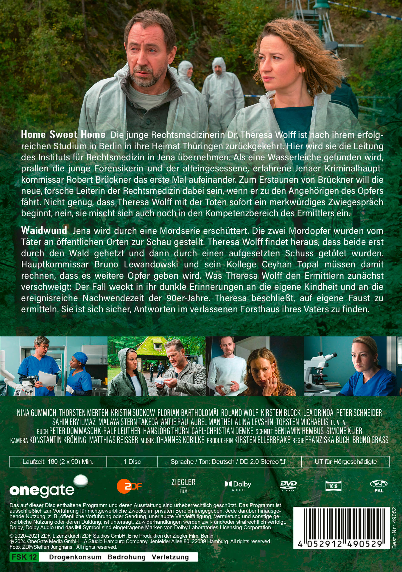 DVD-Hülle Rückseite: Text und Bilder.