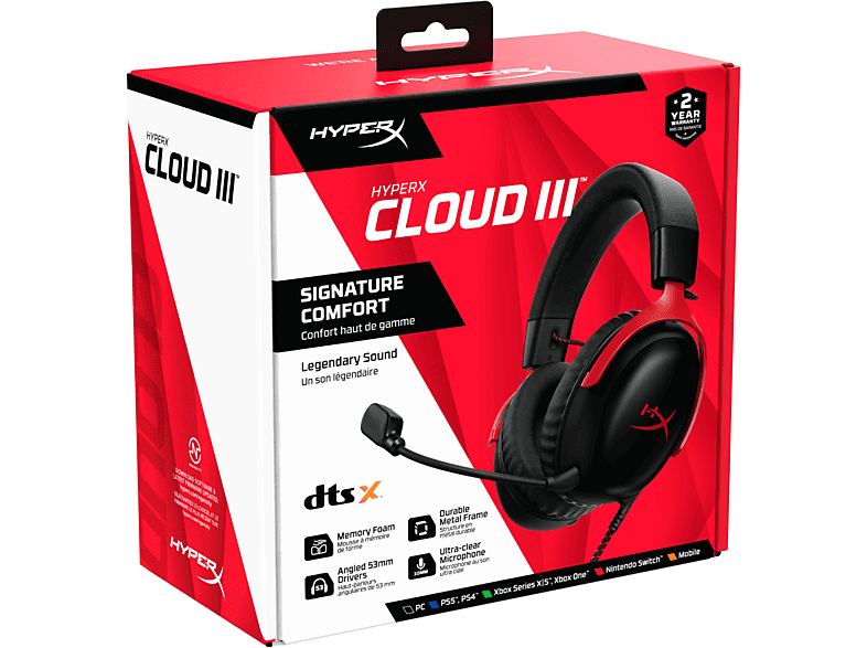 HYPERX Cloud III Wired Gaming Headset | Zwart/Rood (PC