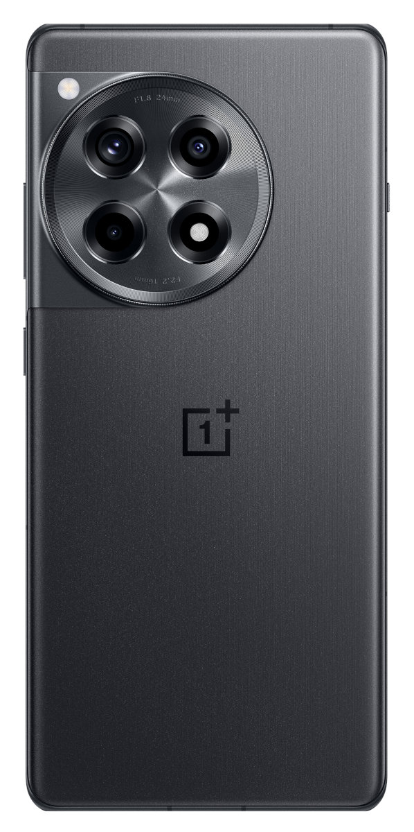 Widok z tyłu czarnego telefonu z okrągłym modułem aparatu i logo OnePlus.