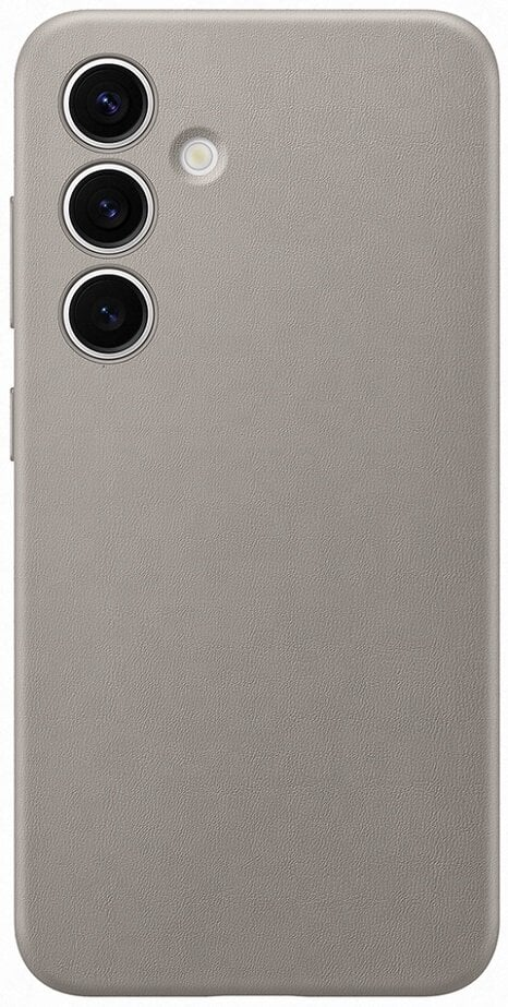 Tył smartfona z trzema aparatami, neutralny beżowy kolor.