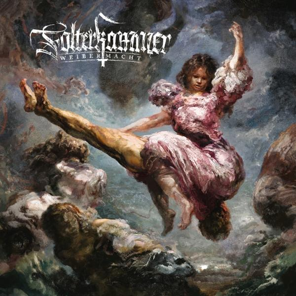 Albumcover: eine Frau in Rosa schwebt über einem Mann, mit surrealem, traumhaftem Malstil.
