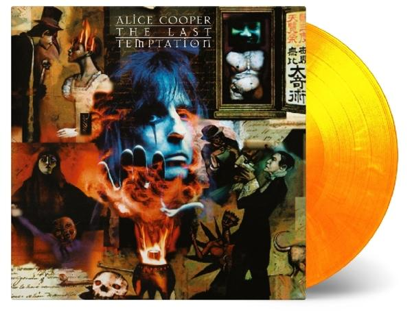 Alice Cooper album borítója. Arcfestéses férfit és képek kollázsát ábrázolja. Sárga bakelit.